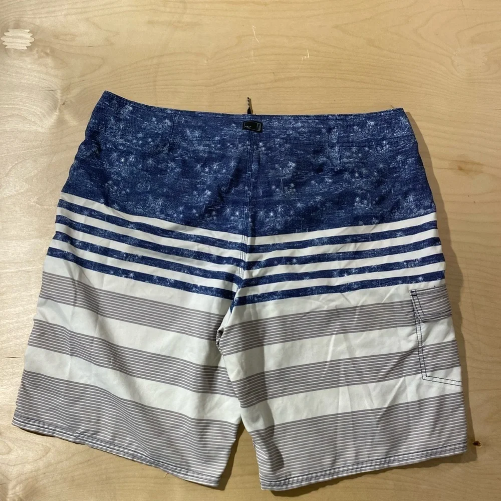 O'Neill Navy and White Striped Board Shorts 40 (OS)